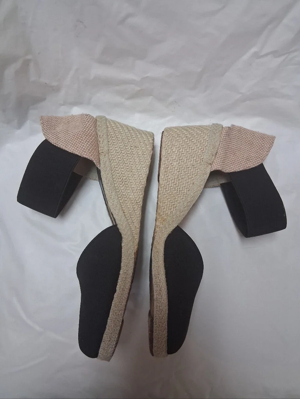 Lauren Ralph Lauren Black Espadrille Wedge Sandals Women Sz 7B Preowned